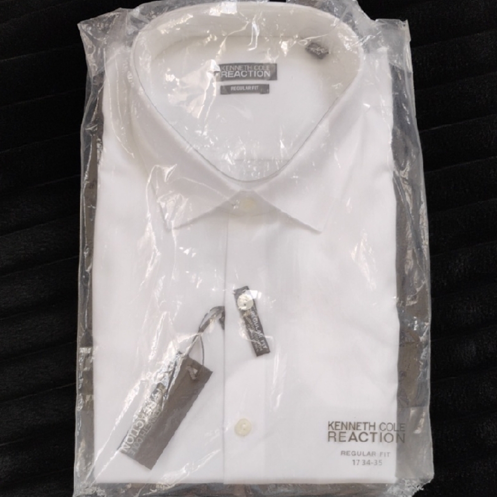 Kenneth Cole Reaction White Dress Shirt Crisp Formal Style